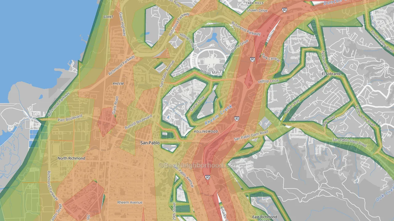 Fairmede-Hilltop, San Pablo, CA Map of Noise Levels in Fairmede-Hilltop