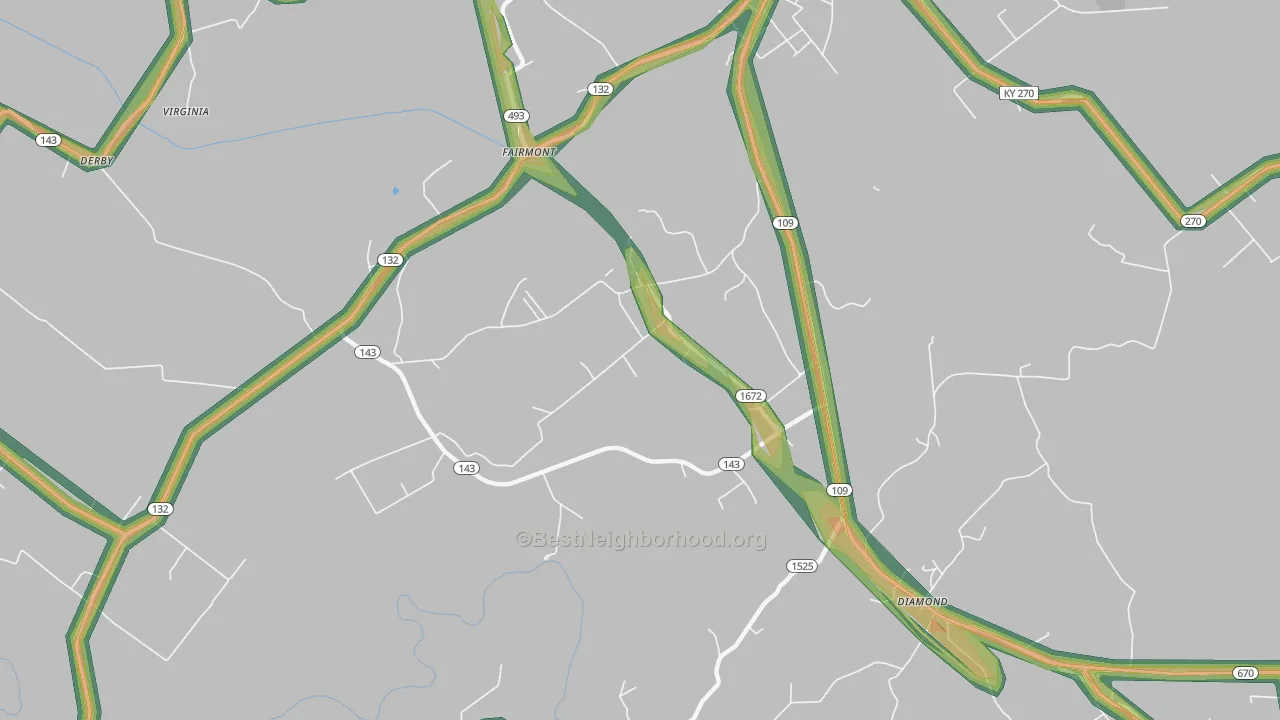 Fairmont, KY Map of Noise Levels in Fairmont