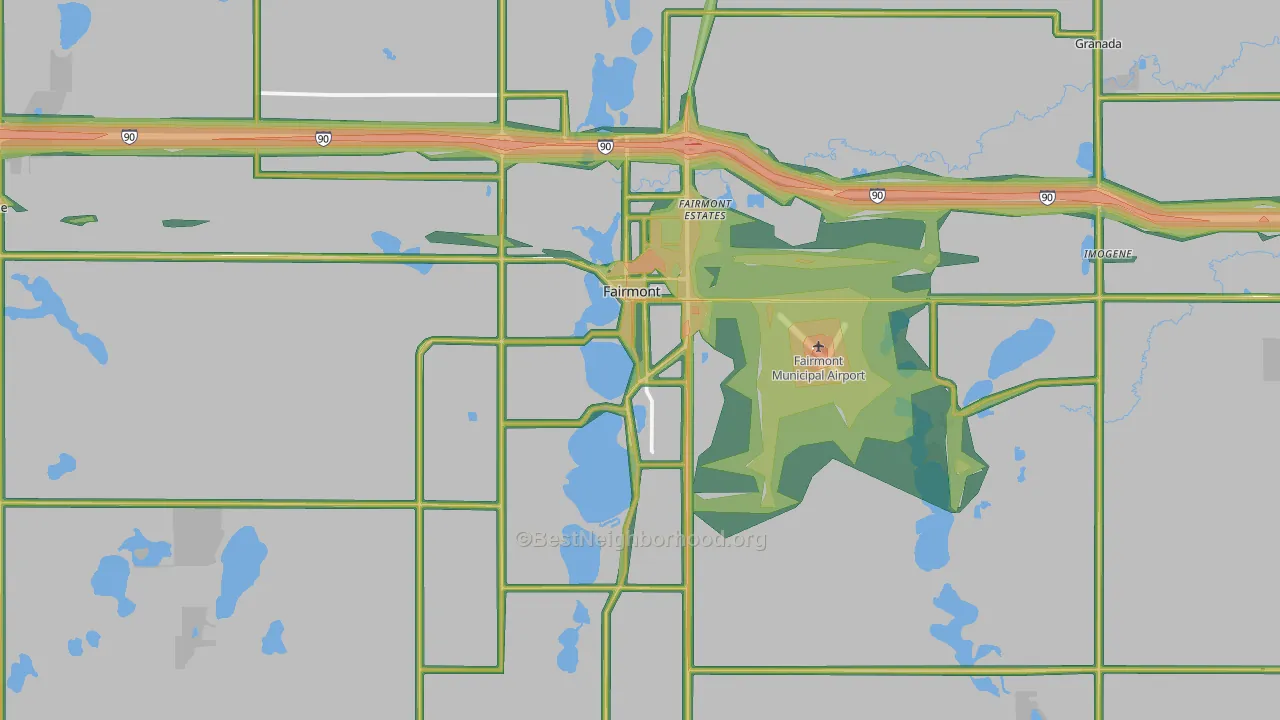 Fairmont, MN Map of Noise Levels in Fairmont
