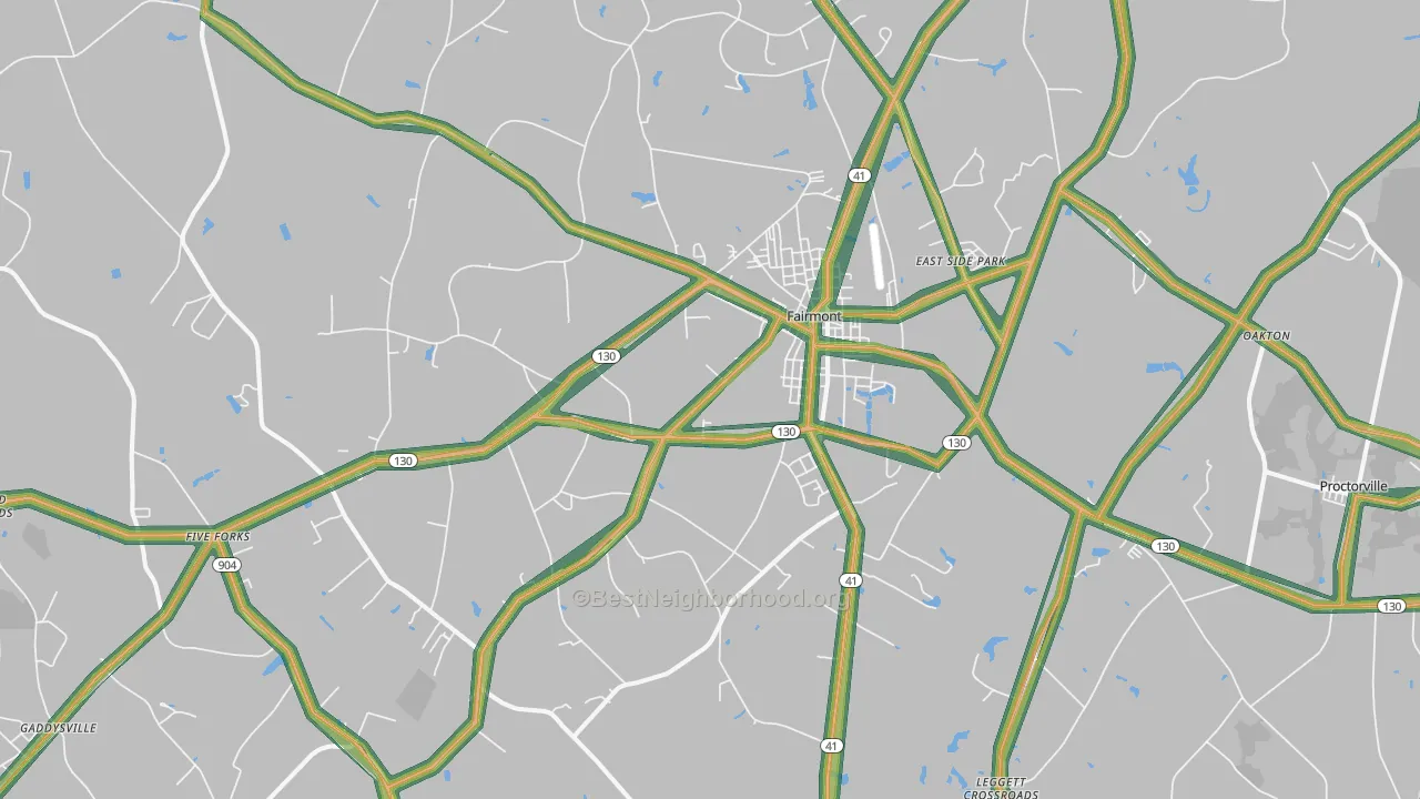 Fairmont, NC Map of Noise Levels in Fairmont