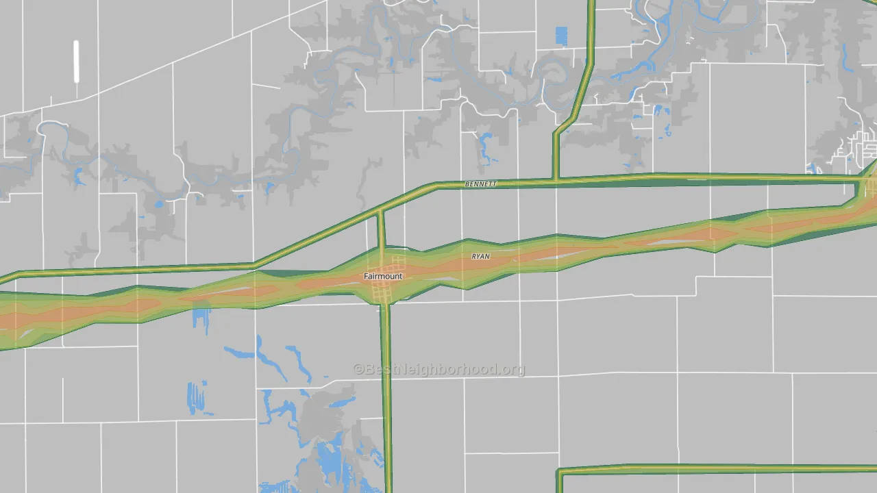 Fairmount, IL Map of Noise Levels in Fairmount