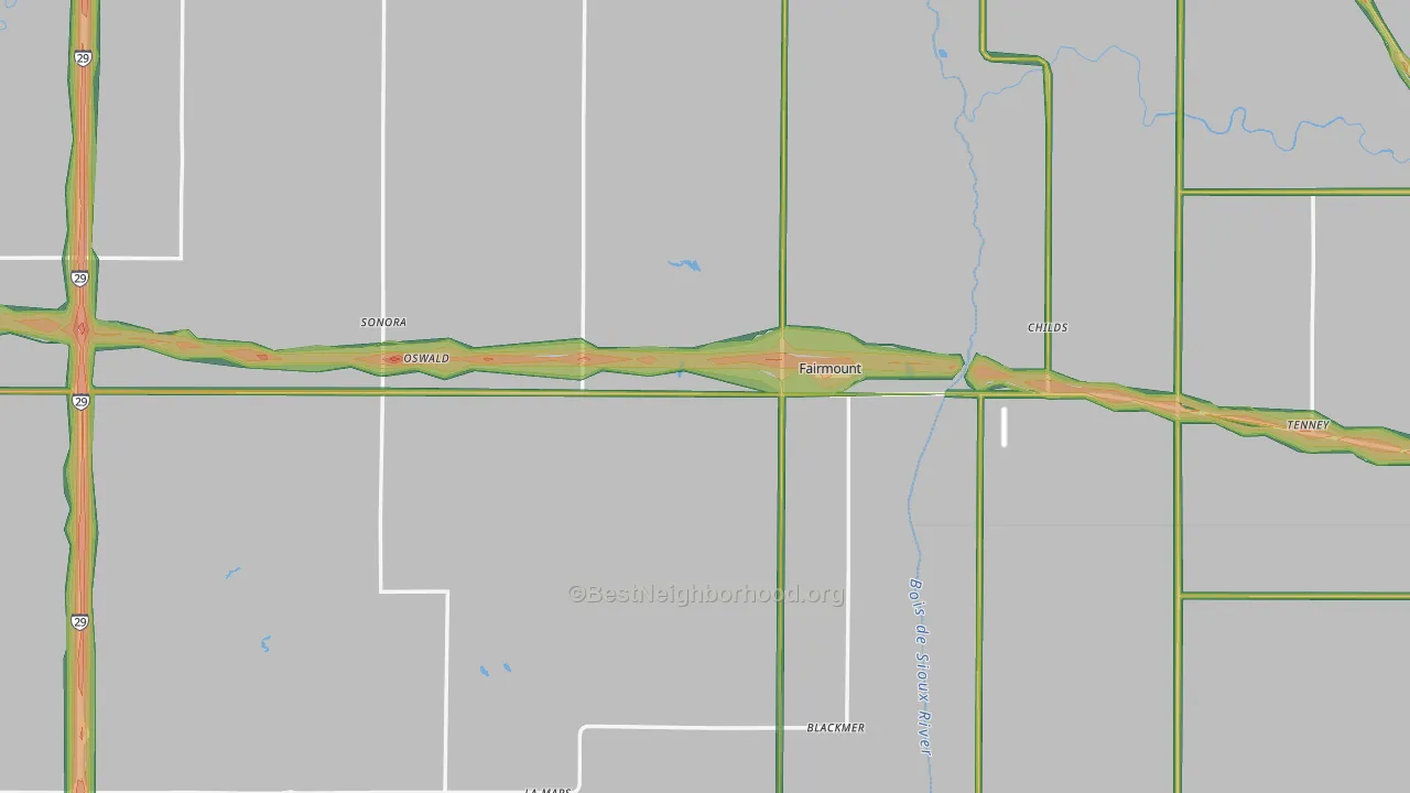 Fairmount, ND Map of Noise Levels in Fairmount