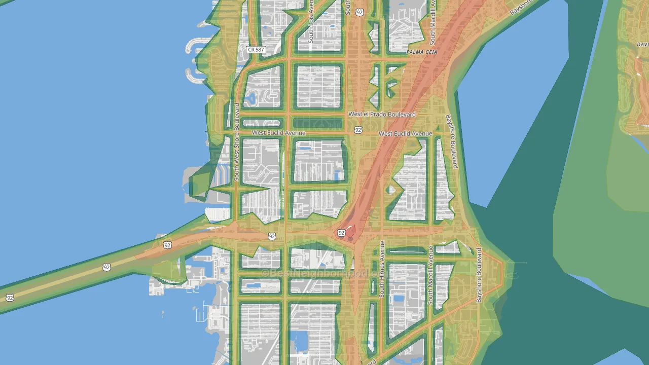 Fairoaks, Tampa, FL Map of Noise Levels in Fairoaks