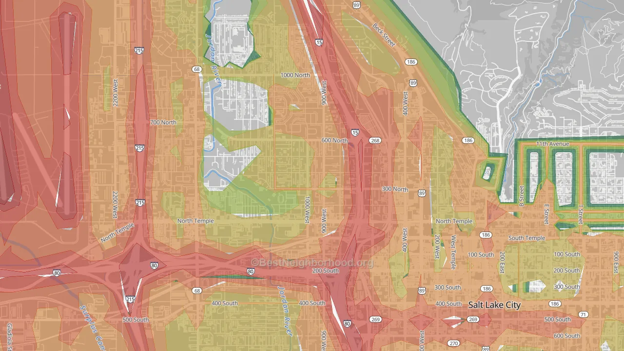 Fairpark, Salt Lake City, UT Map of Noise Levels in Fairpark