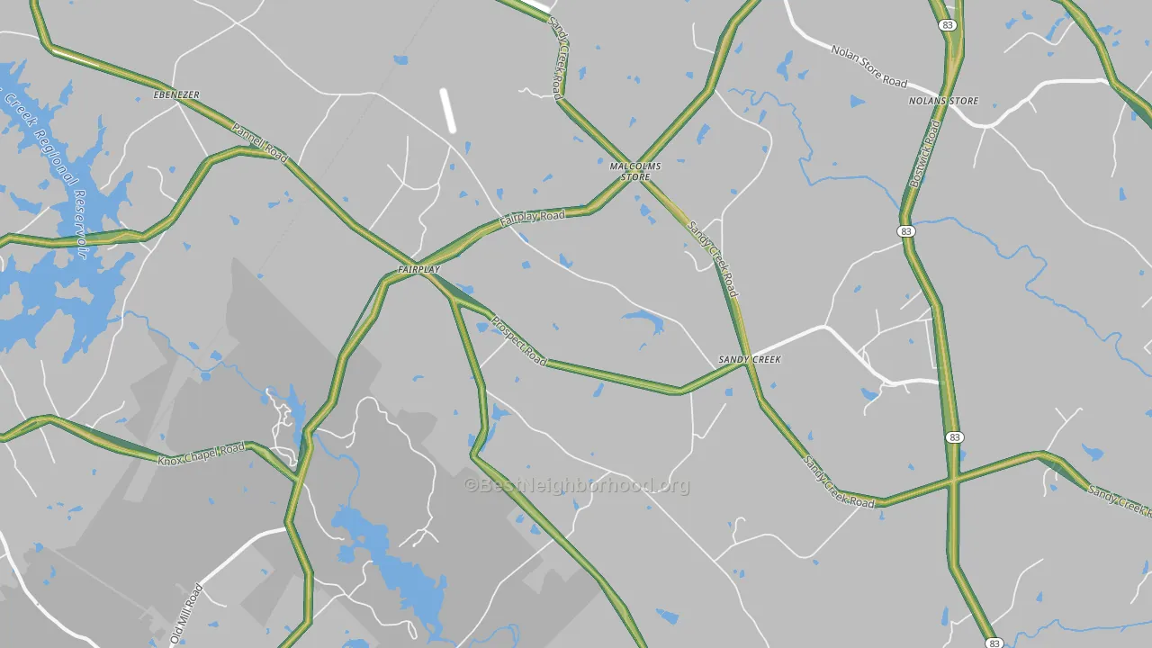 Fairplay, GA Map of Noise Levels in Fairplay