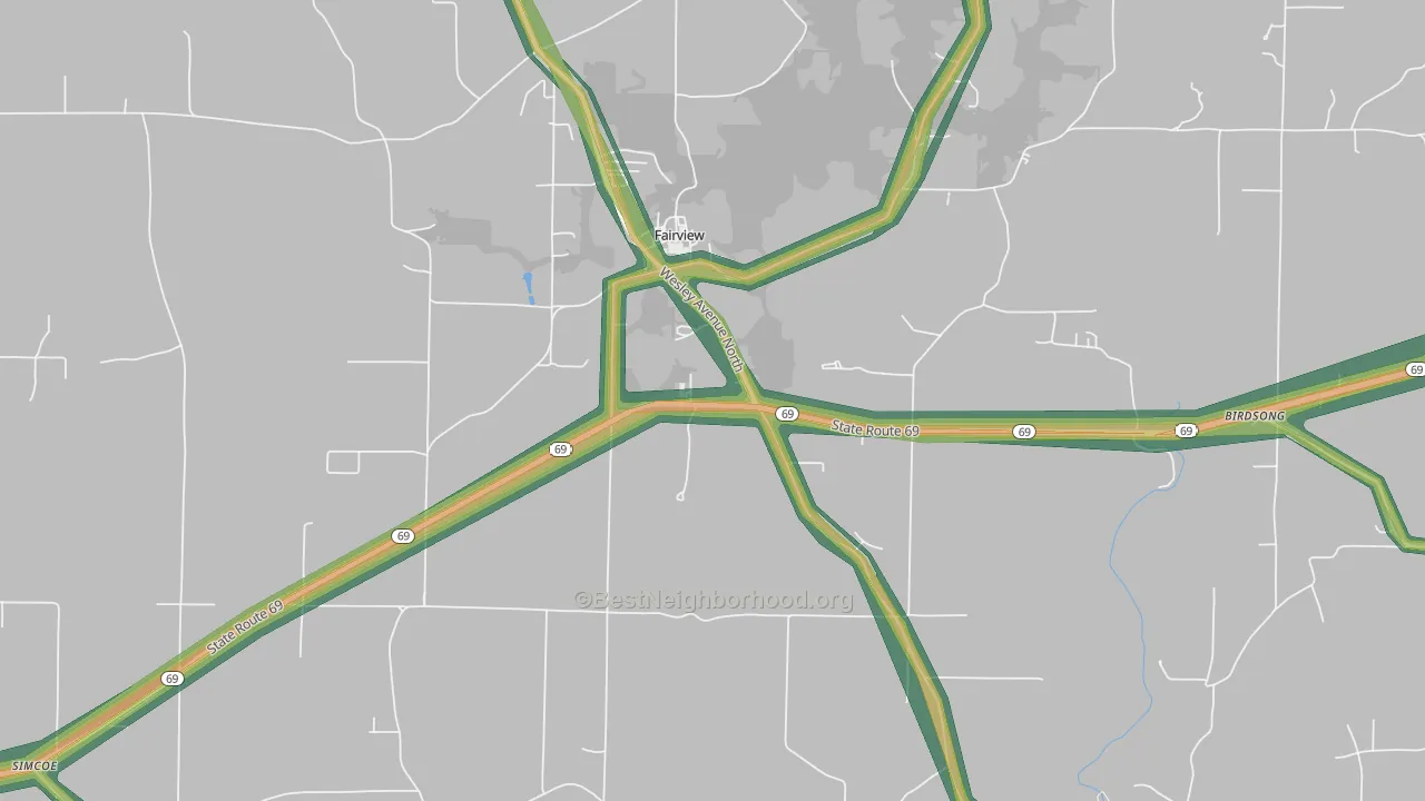 Fairview, AL Map of Noise Levels in Fairview