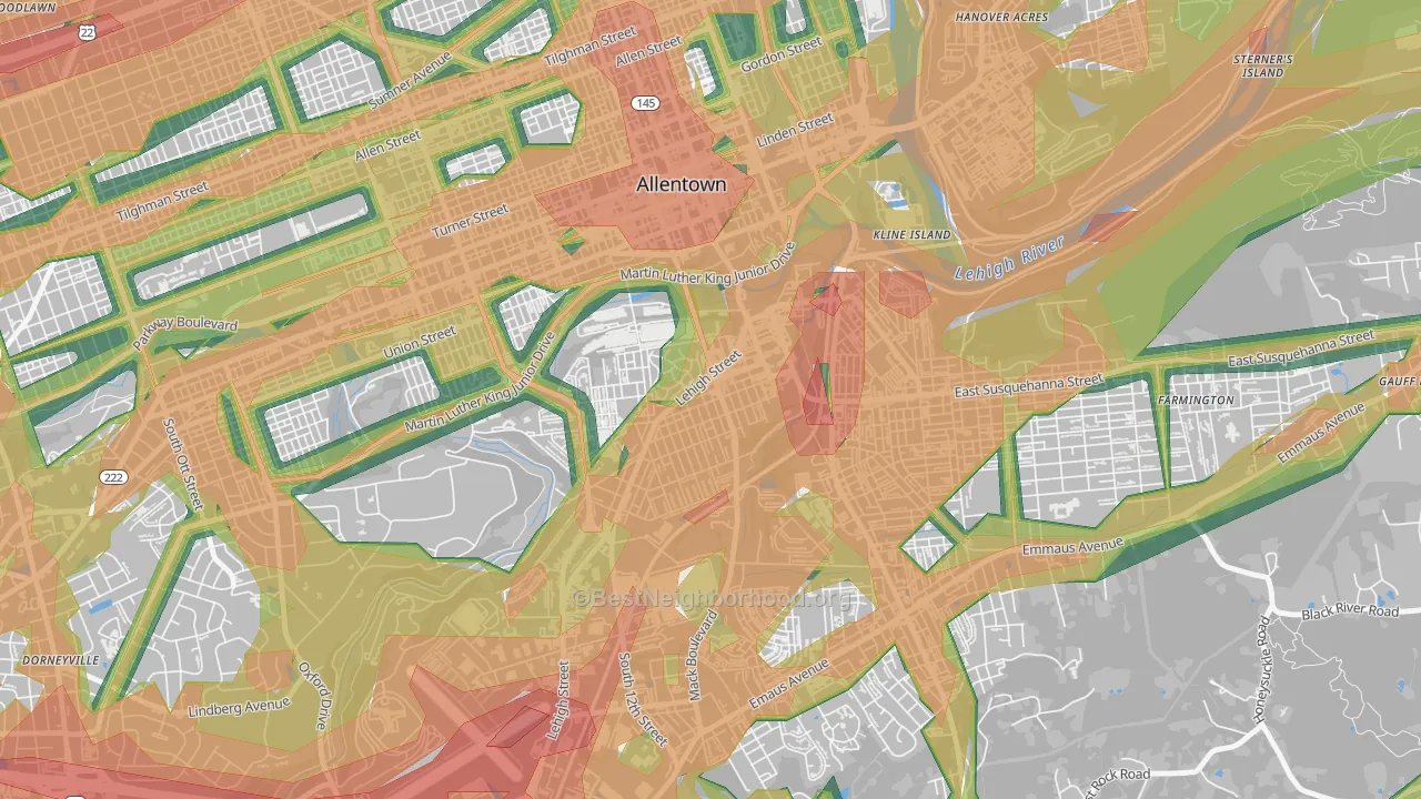 Fairview, Allentown, PA Map of Noise Levels in Fairview