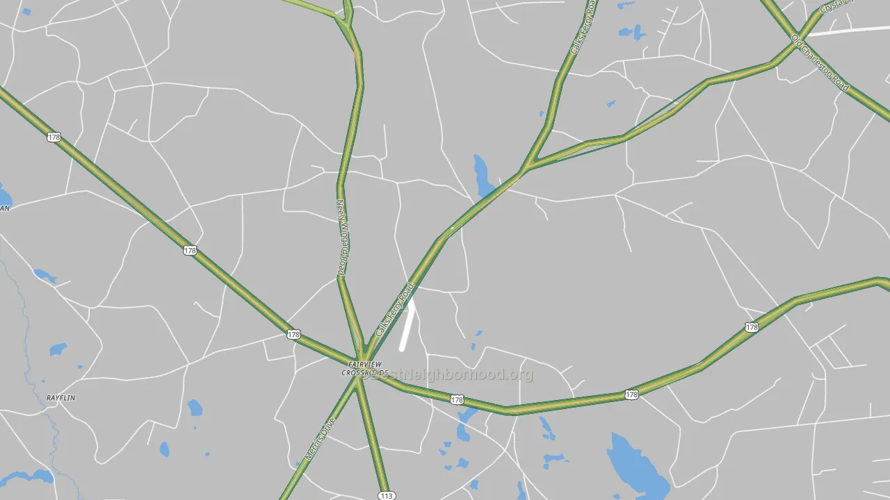 Fairview Crossroads, SC Map of Noise Levels in Fairview Crossroads