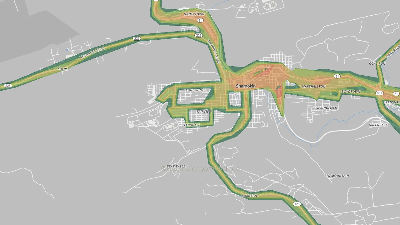 Fairview-Ferndale, PA Map of Noise Levels in Fairview-Ferndale