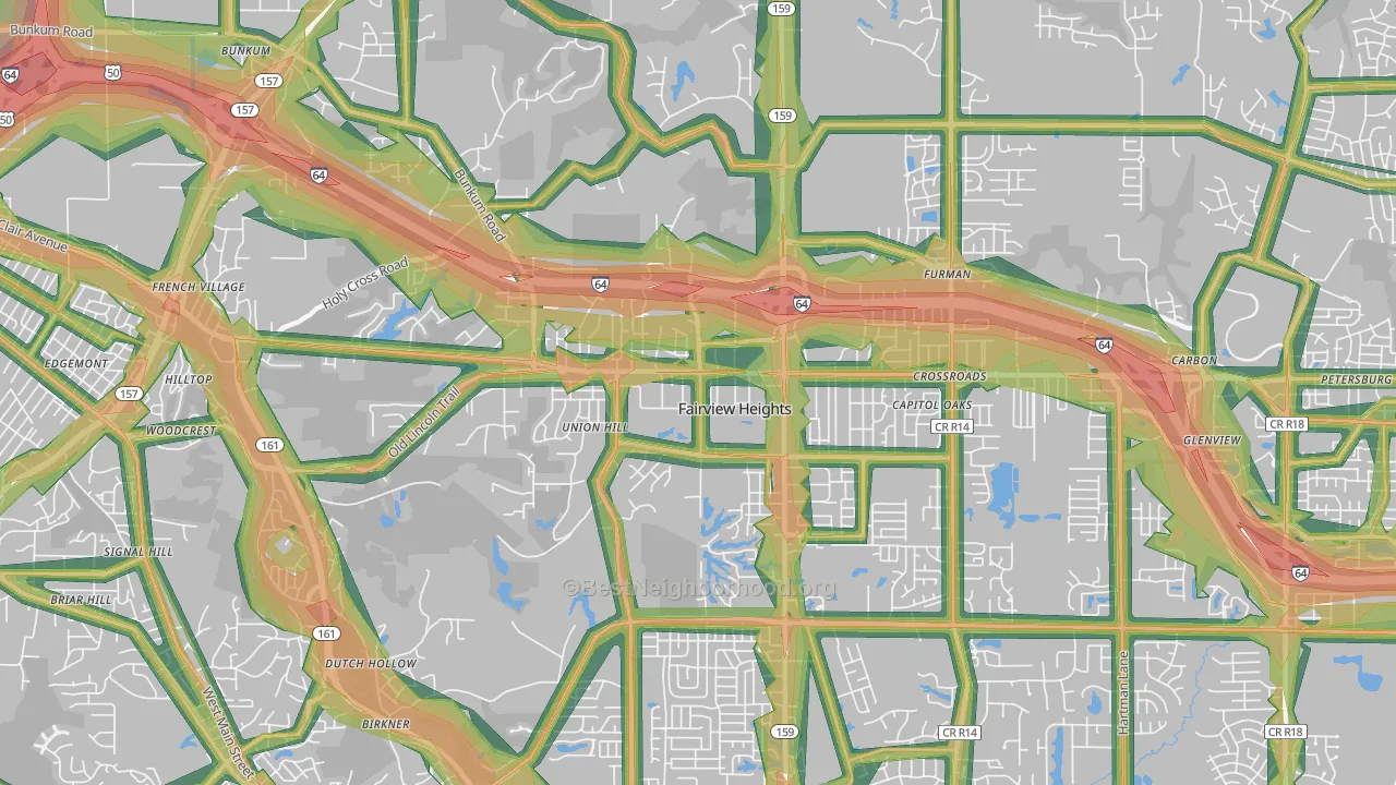 Fairview Heights, IL Map of Noise Levels in Fairview Heights