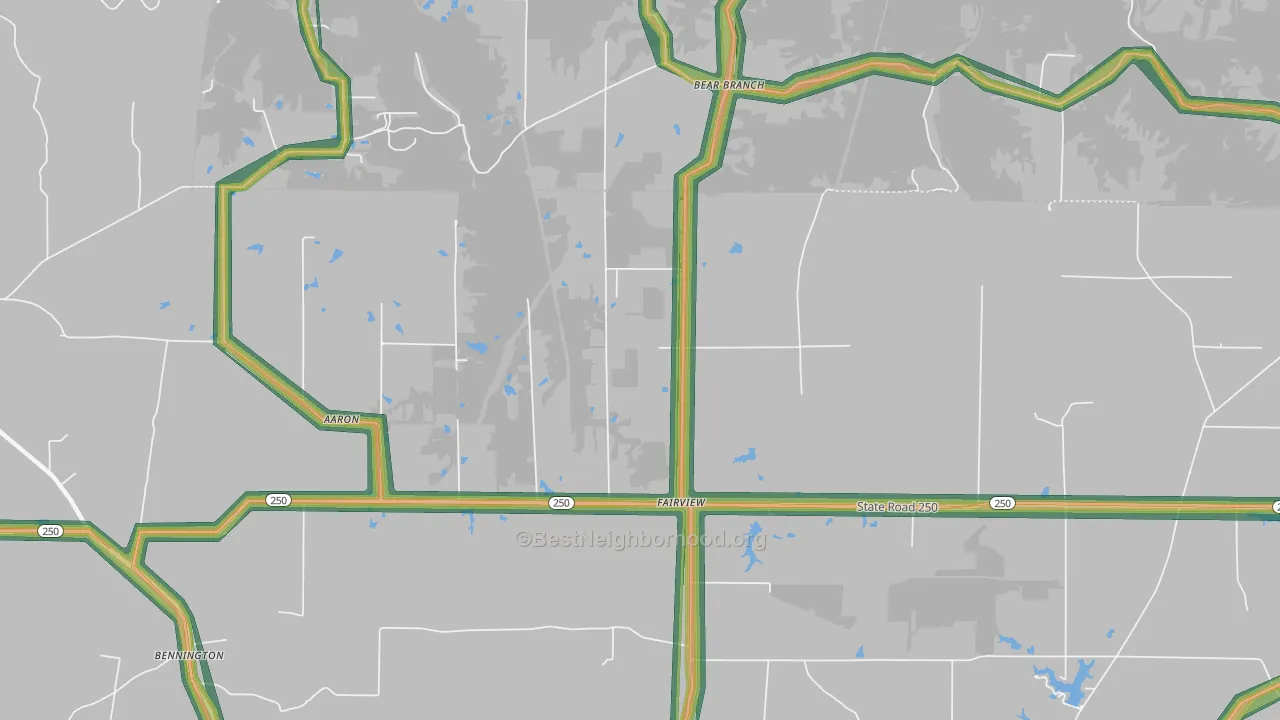 Fairview, IN Map of Noise Levels in Fairview