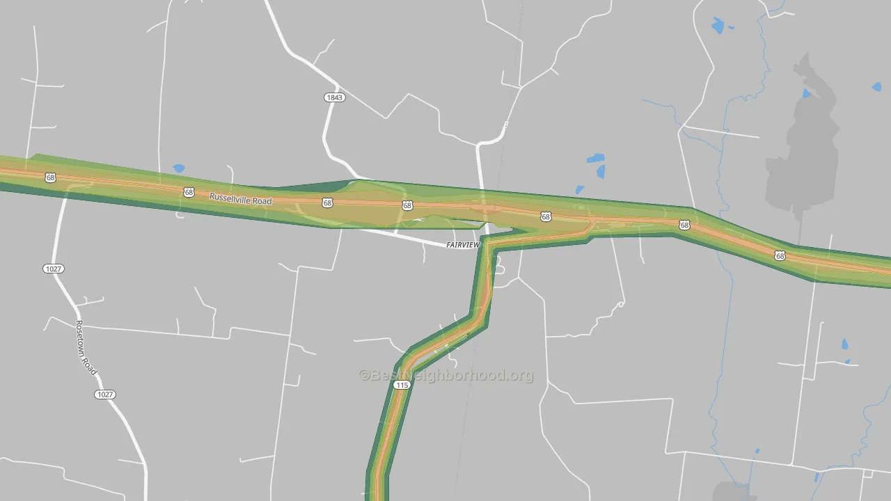 Fairview, KY Map of Noise Levels in Fairview