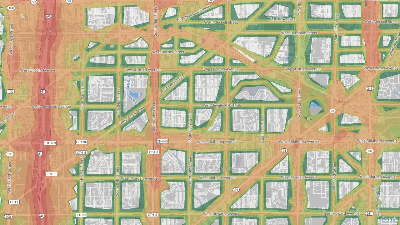 Fairview, Milwaukee, WI Map of Noise Levels in Fairview