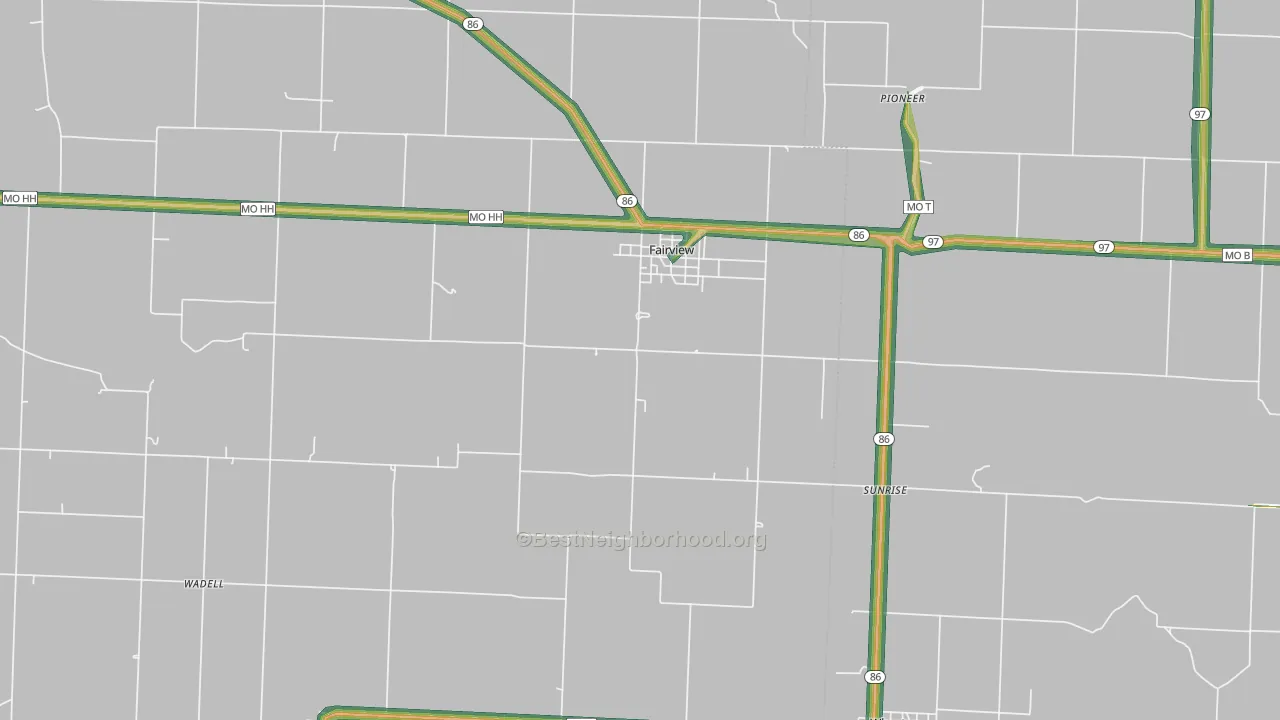 Fairview, MO Map of Noise Levels in Fairview