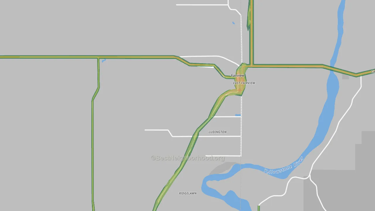 Fairview, MT Map of Noise Levels in Fairview