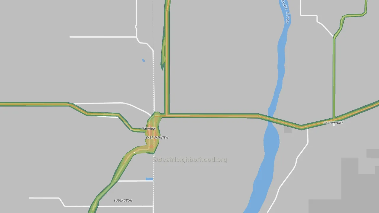 Fairview, ND Map of Noise Levels in Fairview