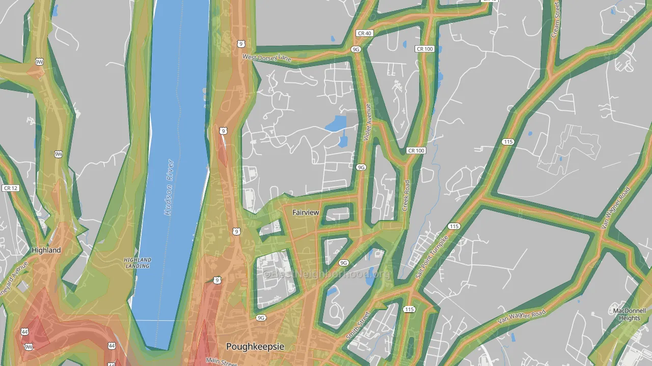 Fairview, NY Map of Noise Levels in Fairview