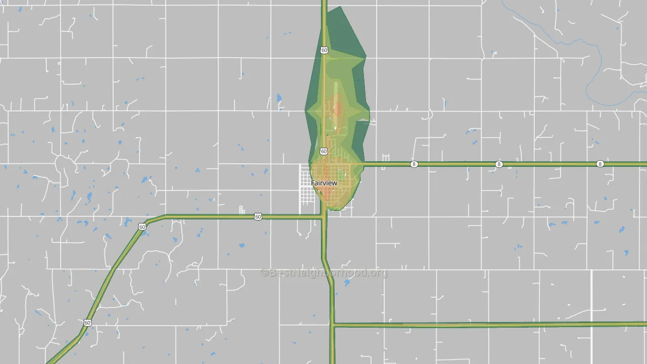 Fairview, OK Map of Noise Levels in Fairview