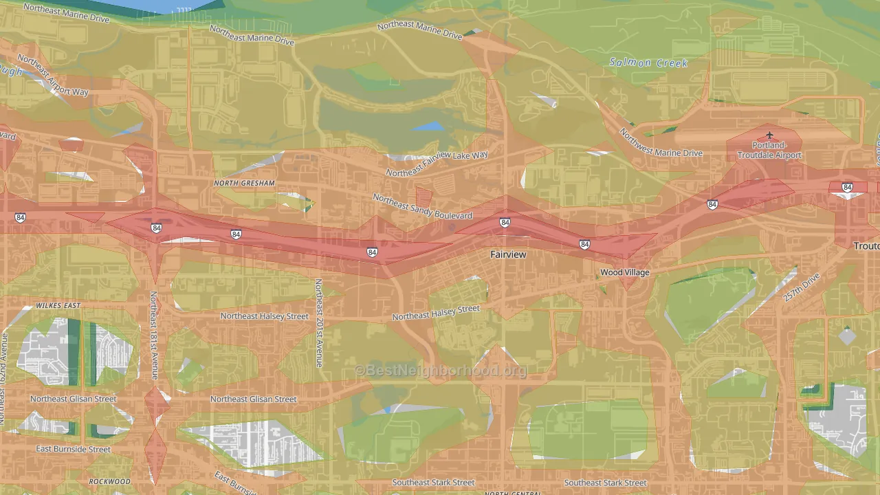 Fairview, OR Map of Noise Levels in Fairview