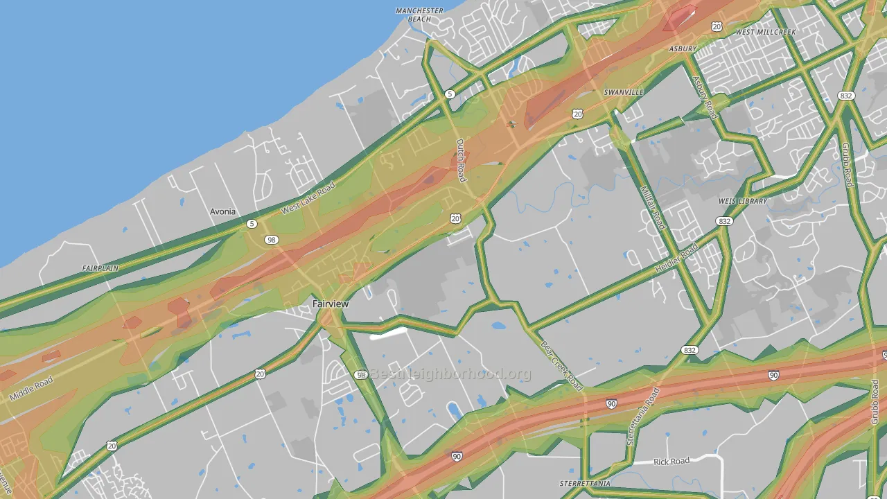 Fairview, PA Map of Noise Levels in Fairview