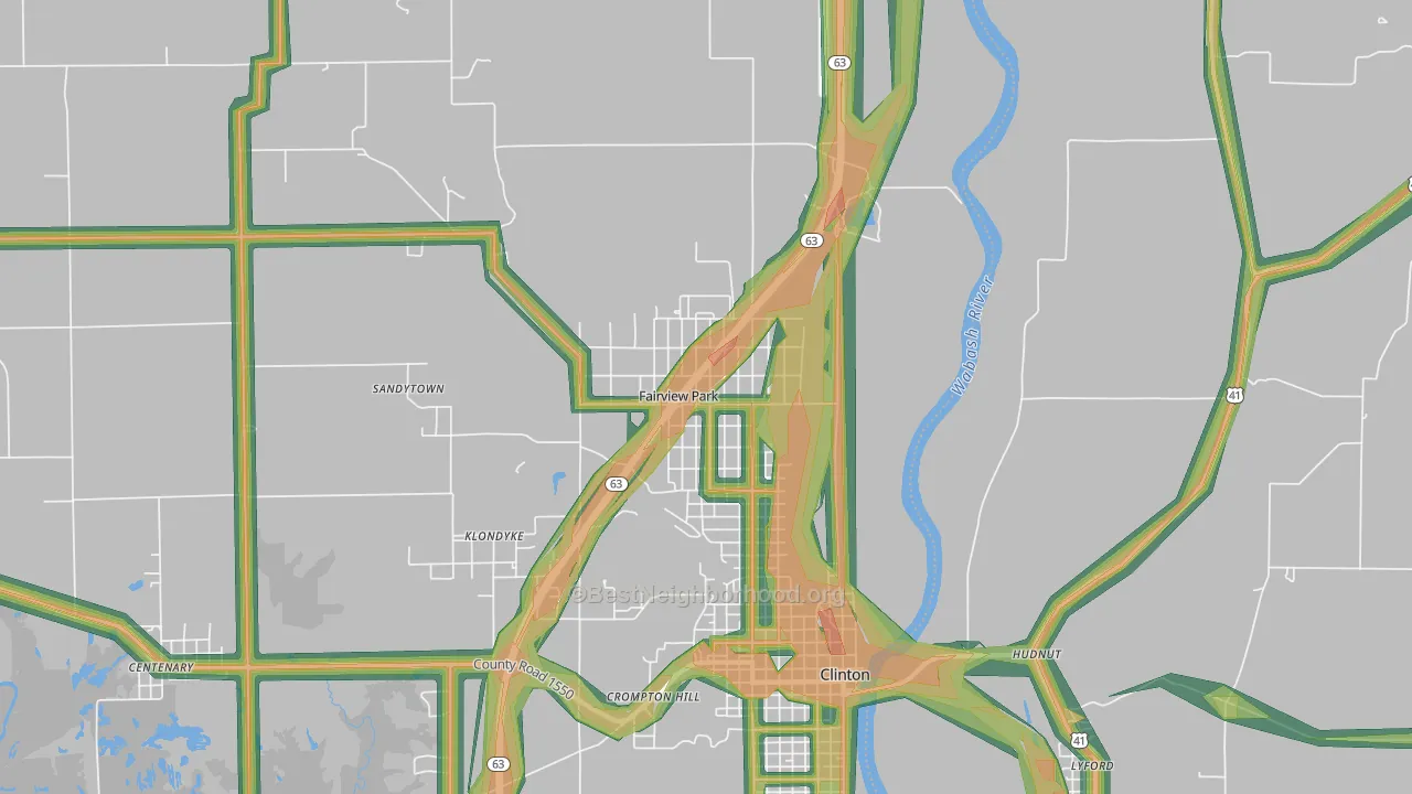 Fairview Park, IN Map of Noise Levels in Fairview Park