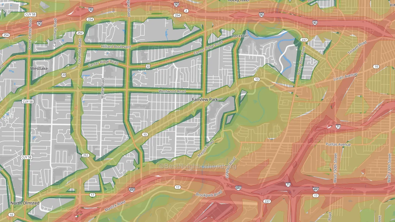 Fairview Park, OH Map of Noise Levels in Fairview Park