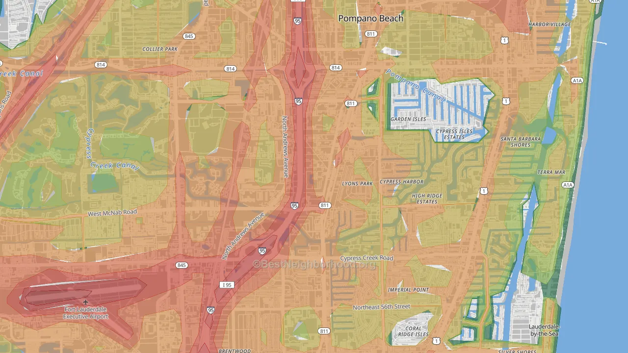Fairview, Pompano Beach, FL Map of Noise Levels in Fairview