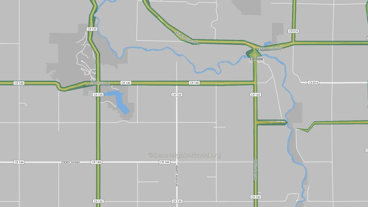 Fairview, SD Map of Noise Levels in Fairview