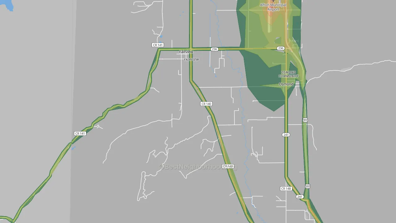Fairview, WY Map of Noise Levels in Fairview