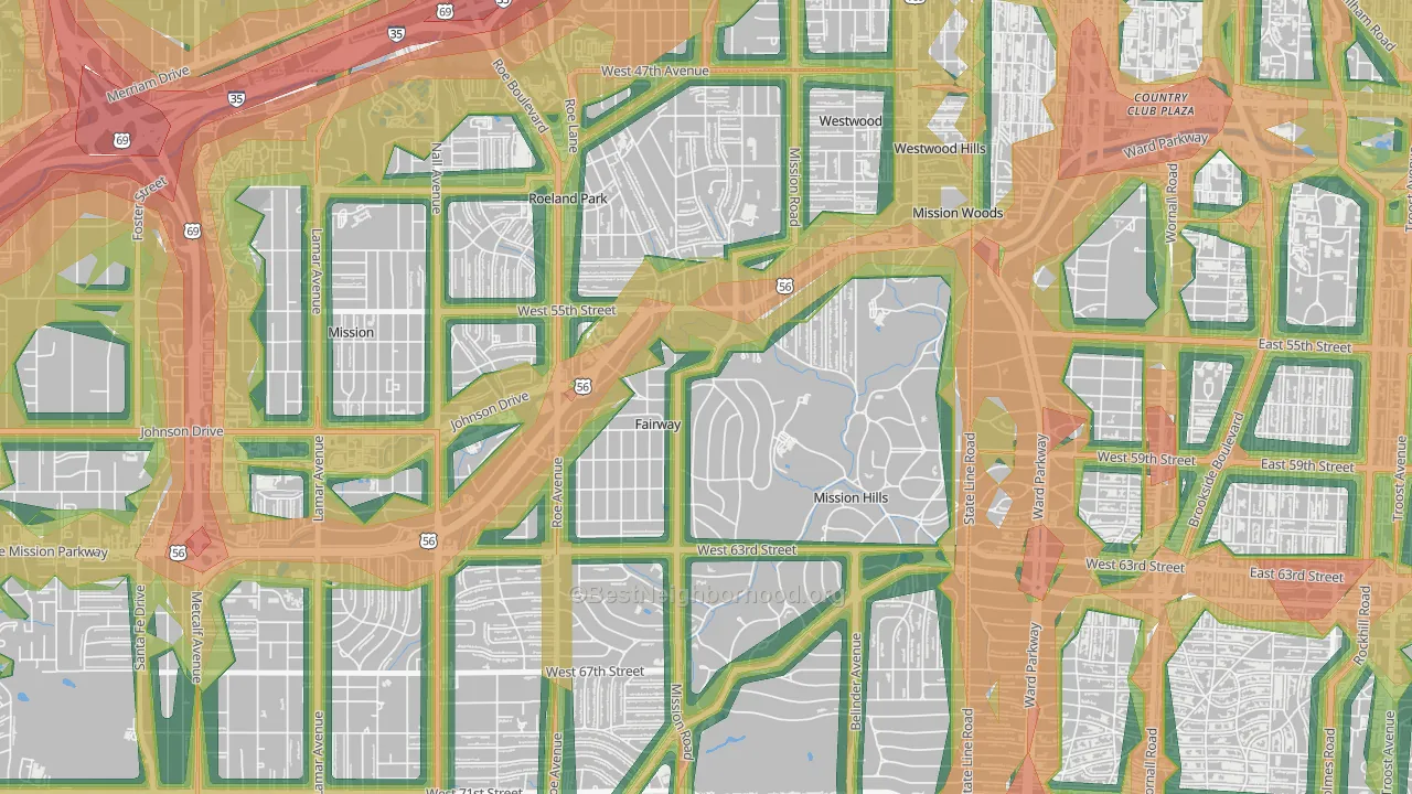 Fairway, KS Map of Noise Levels in Fairway