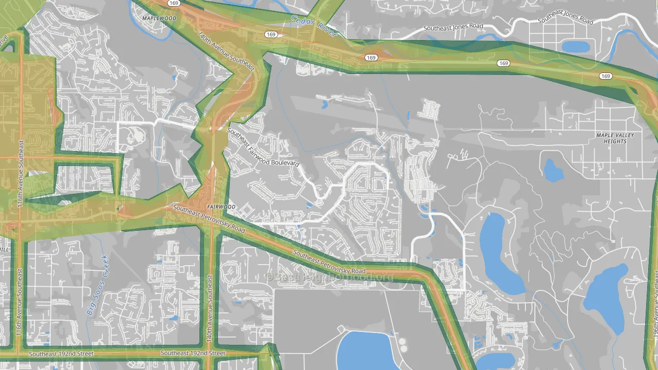 Fairwood Greens, Fairwood, WA Map of Noise Levels in Fairwood Greens