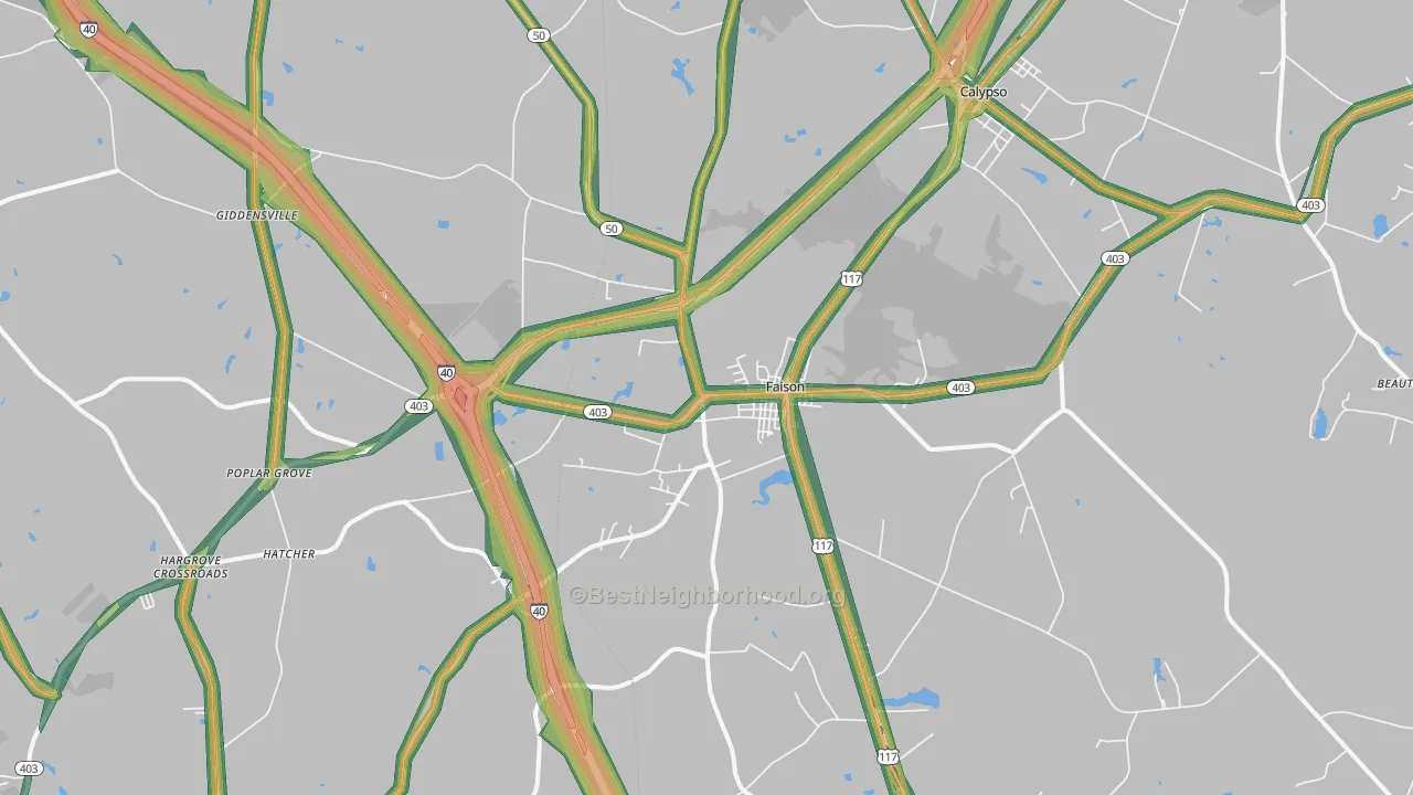 Faison, NC Map of Noise Levels in Faison