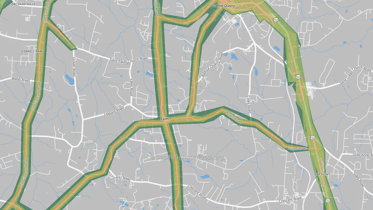 Faith, NC Map of Noise Levels in Faith