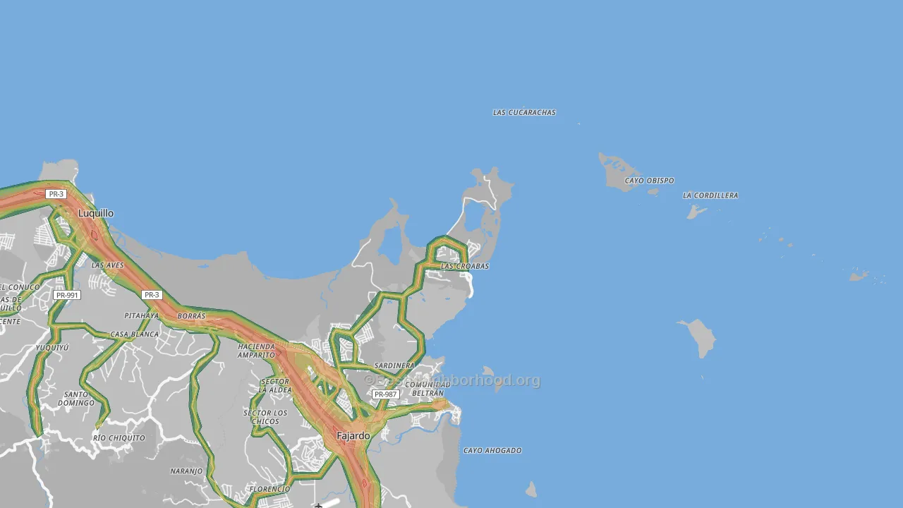 Fajardo, PR Map of Noise Levels in Fajardo