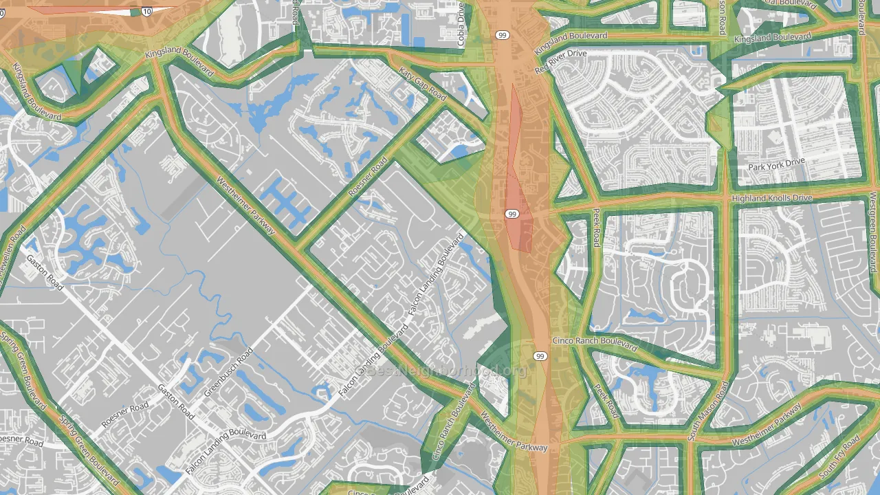 Falcon Landing, Katy, TX Map of Noise Levels in Falcon Landing
