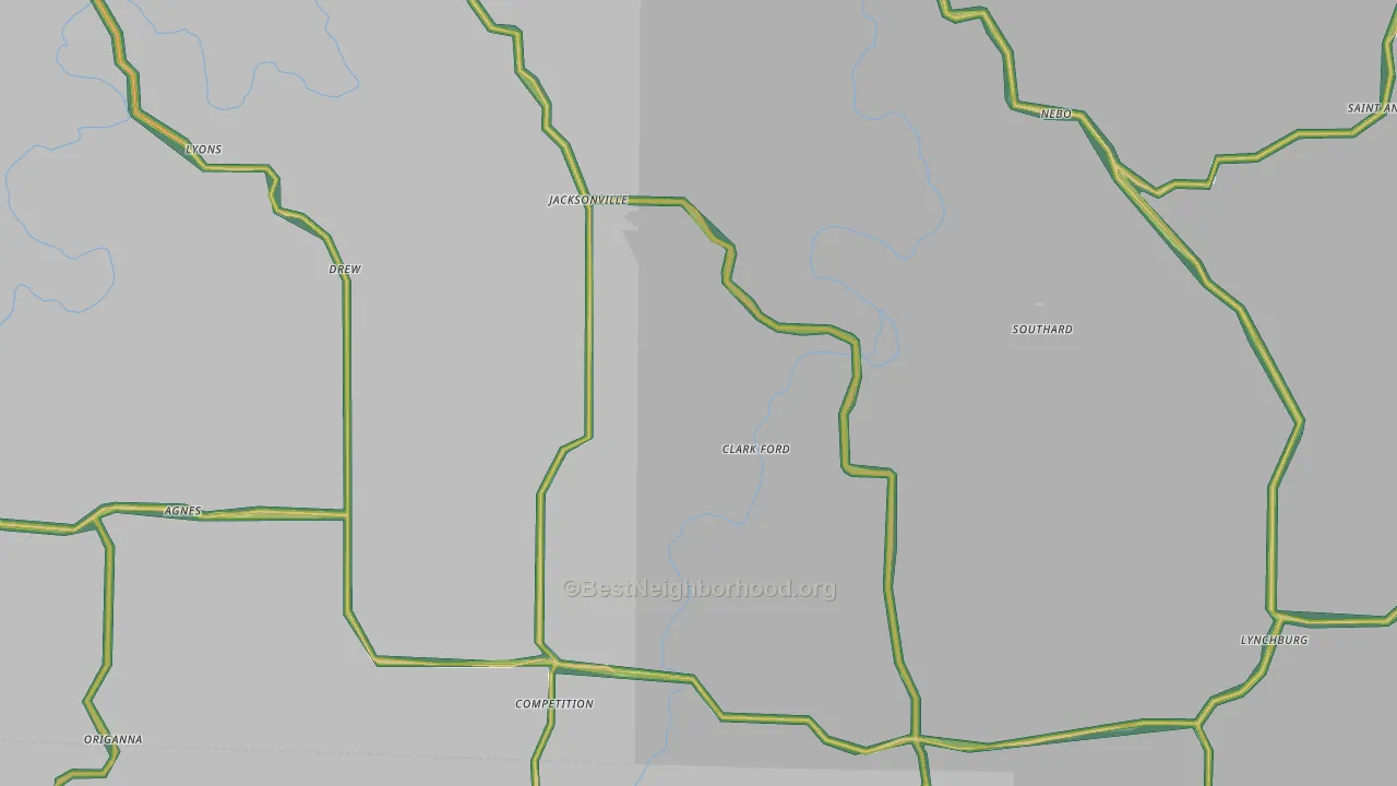 Falcon, MO Map of Noise Levels in Falcon