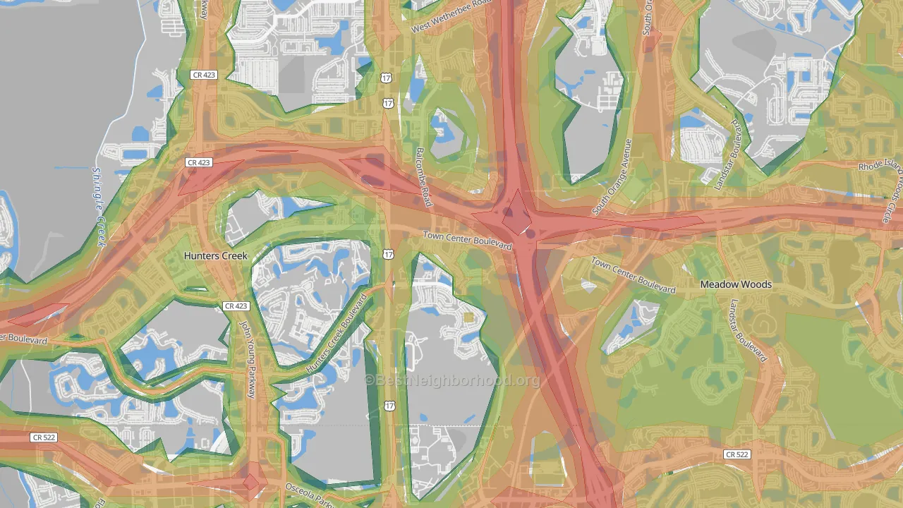 Falcon Trace, Southchase, FL Map of Noise Levels in Falcon Trace
