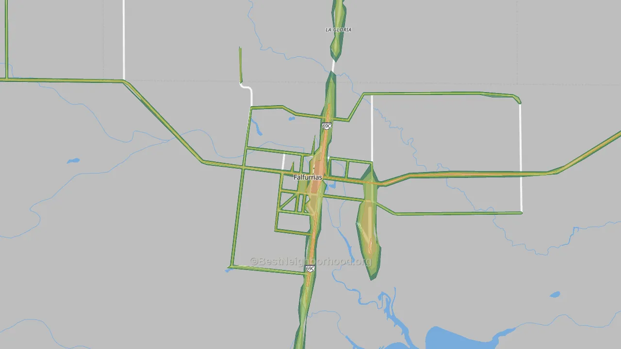 Falfurrias, TX Map of Noise Levels in Falfurrias