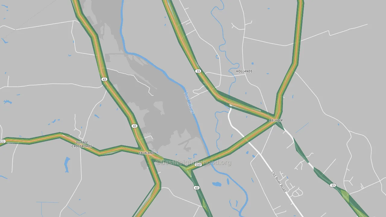 Falkland, NC Map of Noise Levels in Falkland