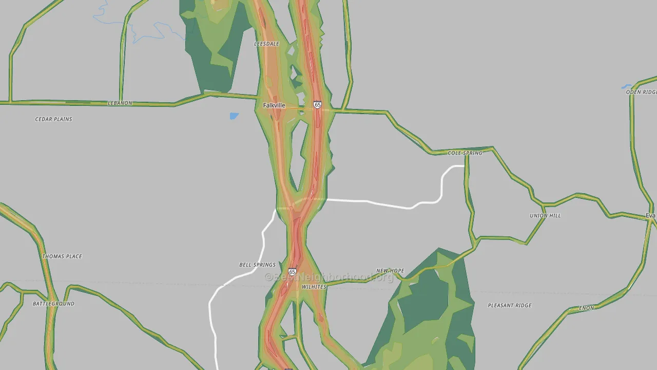 Falkville, AL Map of Noise Levels in Falkville