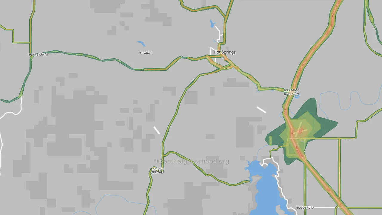 Fall River County, SD Map of Noise Levels in Fall River County