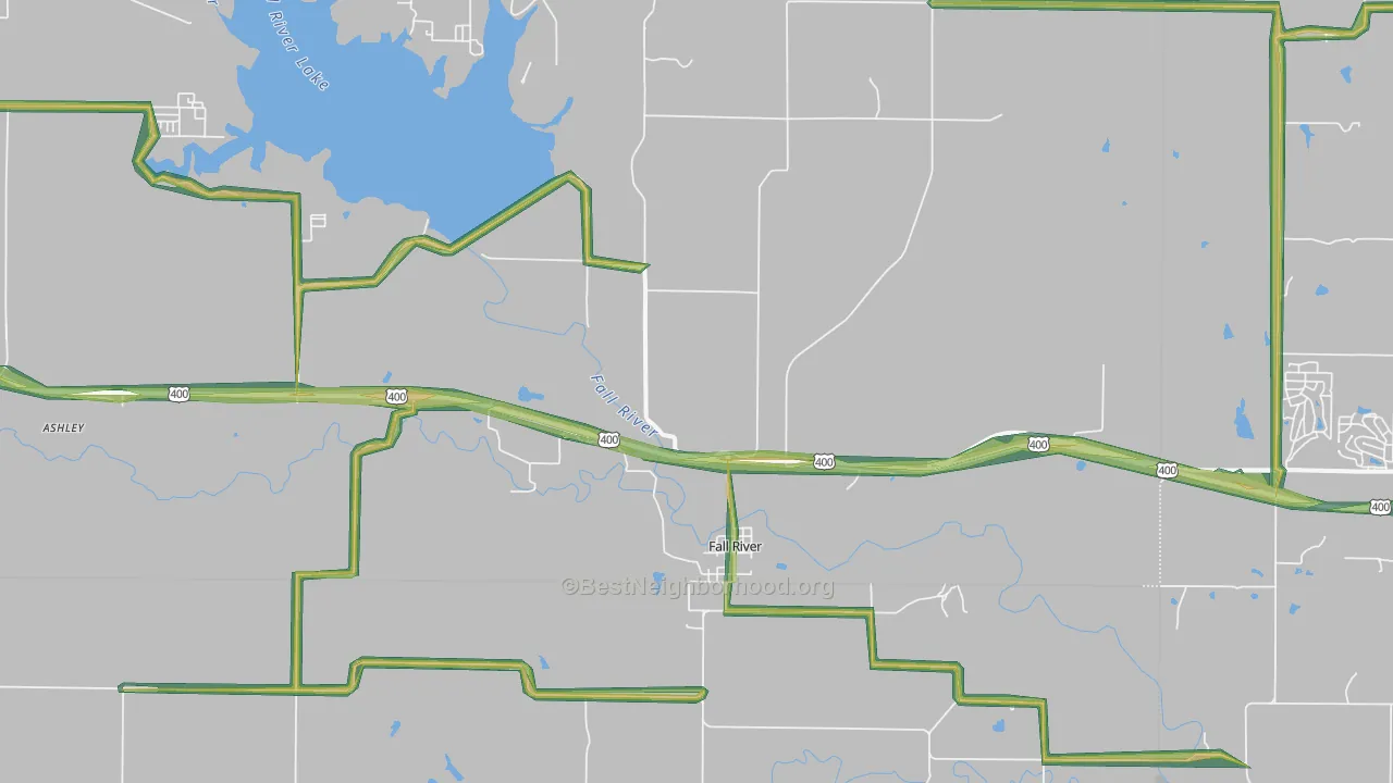 Fall River, KS Map of Noise Levels in Fall River