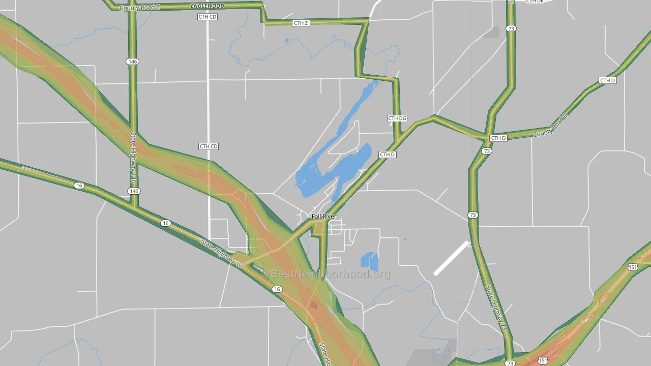 Fall River, WI Map of Noise Levels in Fall River