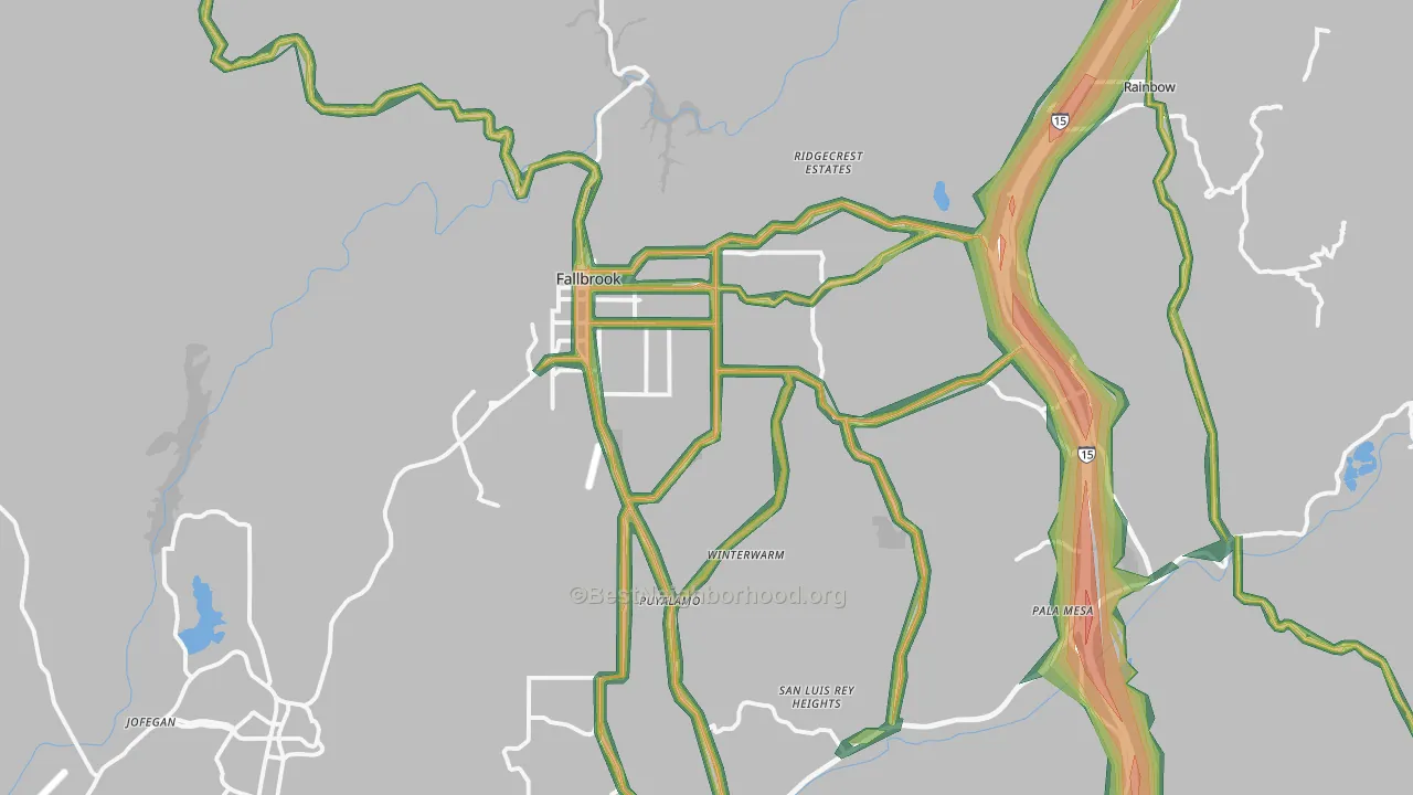 Fallbrook, CA Map of Noise Levels in Fallbrook