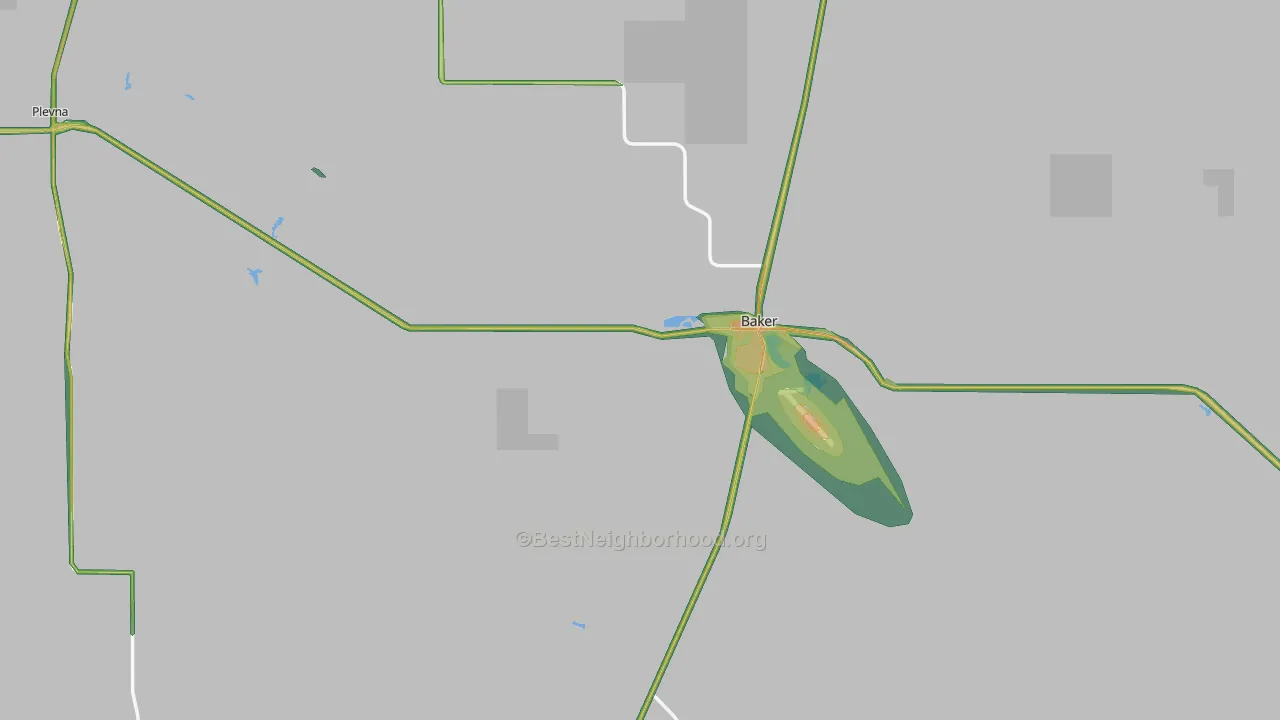 Fallon County, MT Map of Noise Levels in Fallon County