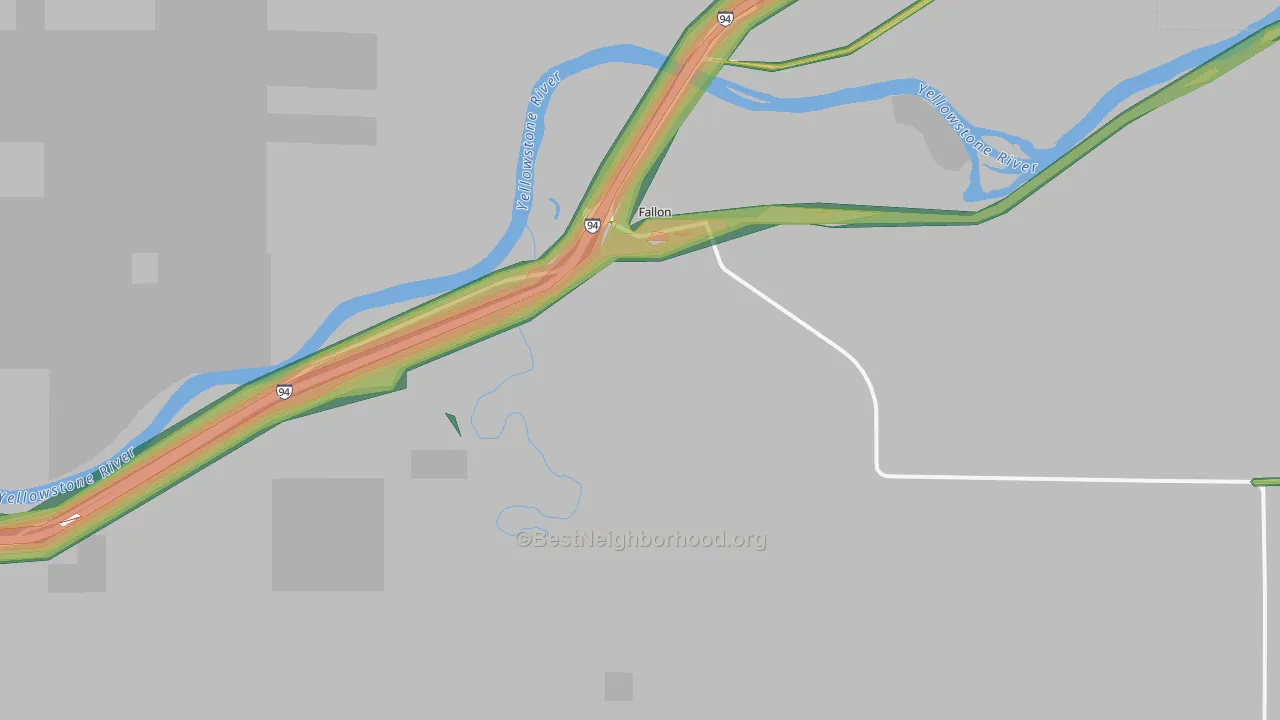 Fallon, MT Map of Noise Levels in Fallon