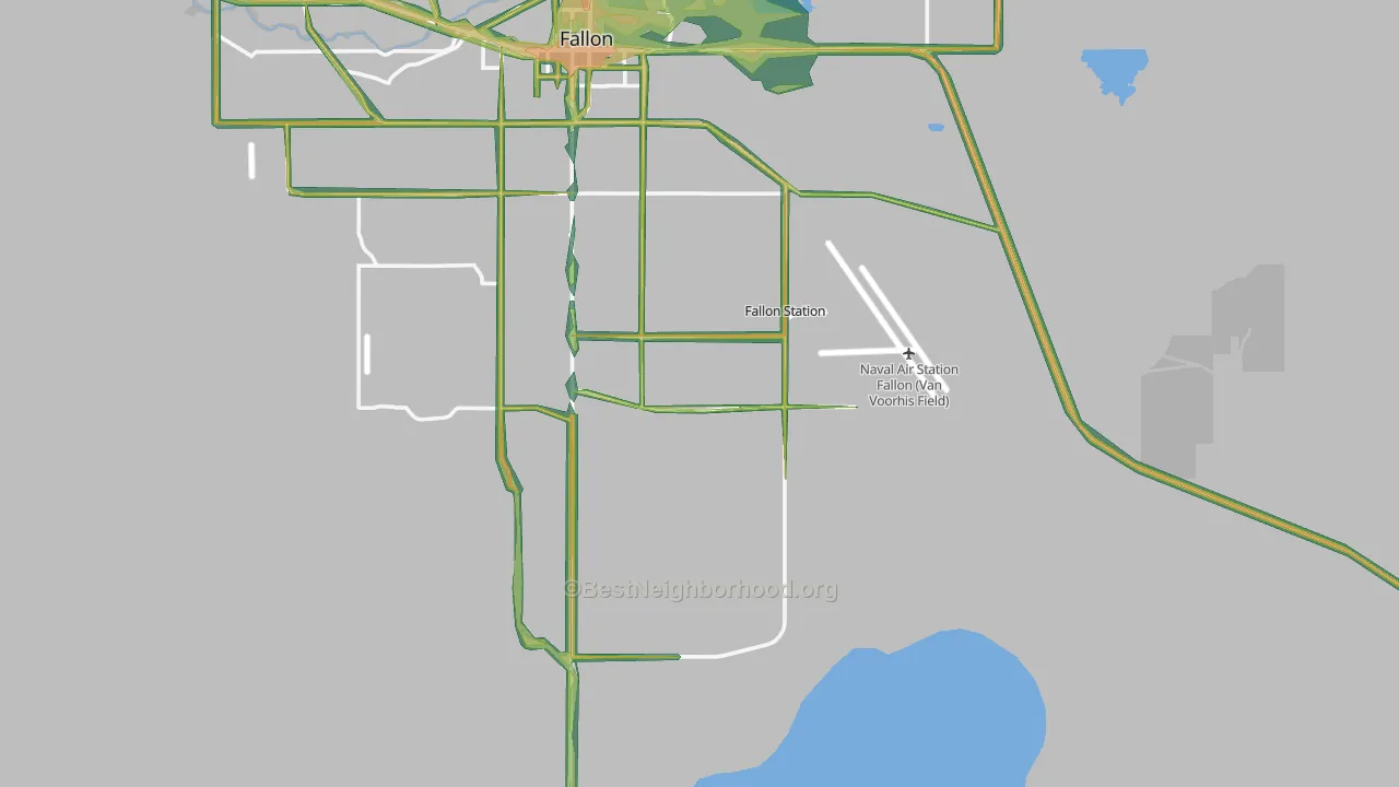 Fallon Naval Air Station, NV Map of Noise Levels in Fallon Naval Air Station