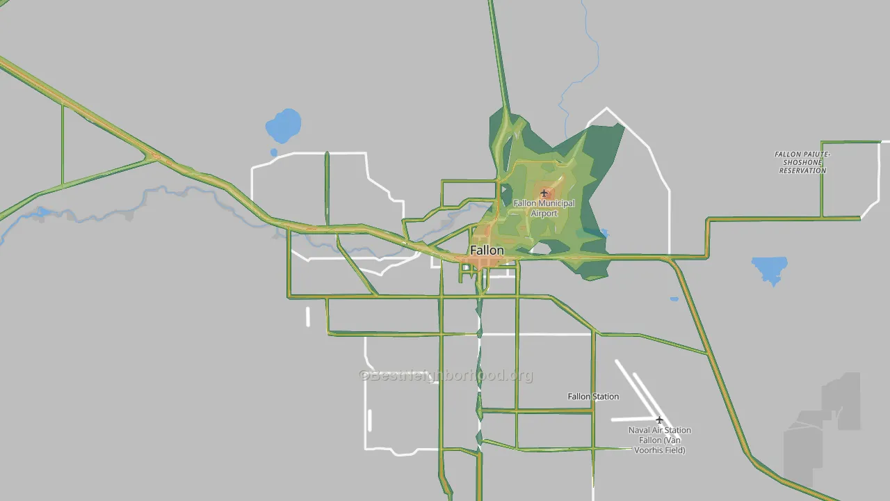 Fallon, NV Map of Noise Levels in Fallon
