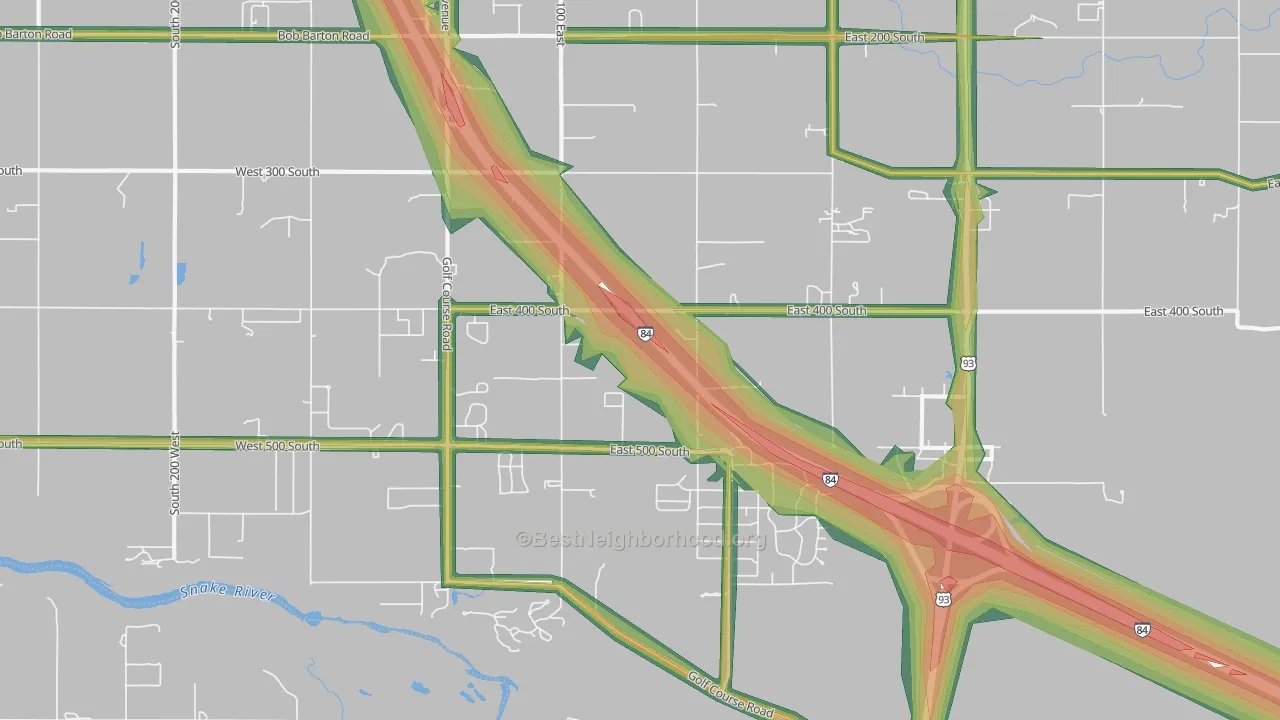 Falls City, ID Map of Noise Levels in Falls City