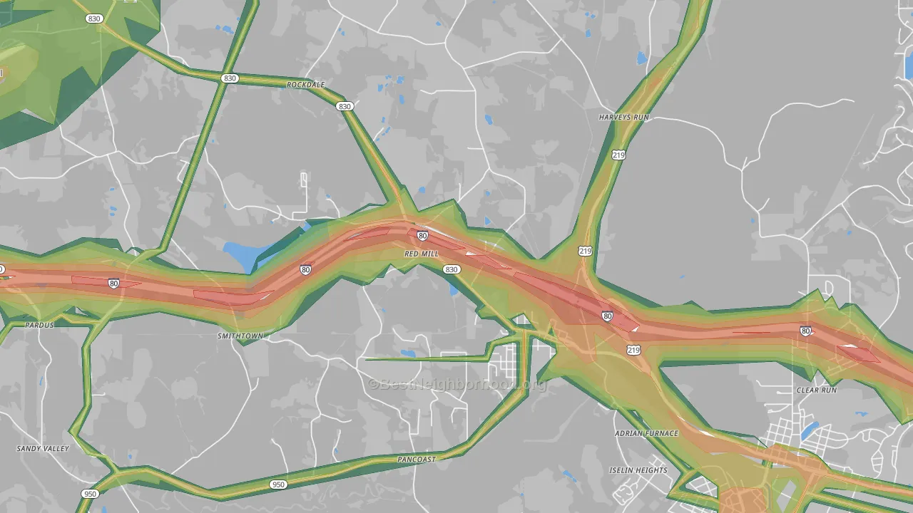 Falls Creek, PA Map of Noise Levels in Falls Creek